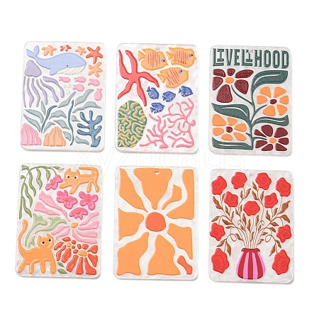 Embossed Double Face Printed Acrylic Pendants AC-CBAC02B-05-1