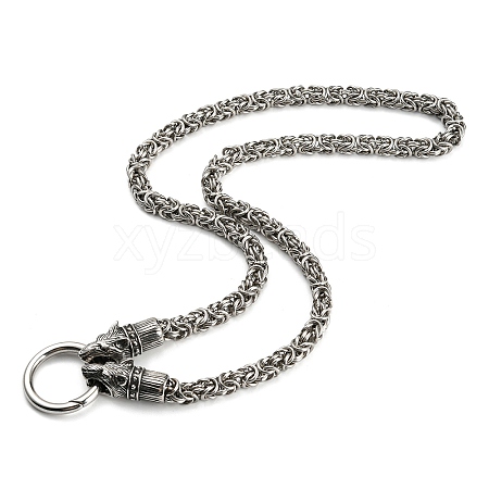 304 Stainless Steel Byzantine Chain Necklaces with 316L Surgical Stainless Steel Wolf Clasps NJEW-D046-06AS-1