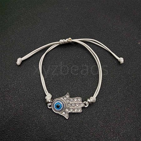 Alloy Rhinestone Hamsa Hand Bracelets YG3670-1-1