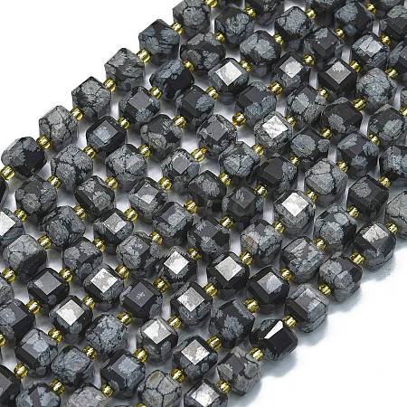 Natural Snowflake Obsidian Beads Strands G-K389-A28-01-1