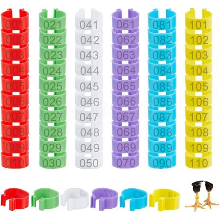 120Pcs 6 Colors Plastic Poultry Leg Identification Bands AJEW-WH0258-456-1