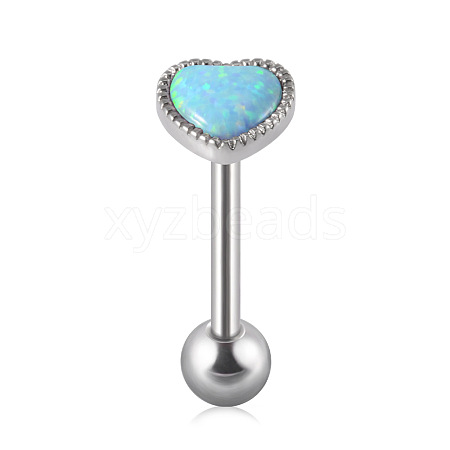 304 Stainless Steel with Synthetic Opal Tongue Rings WGE7D3A-01-1