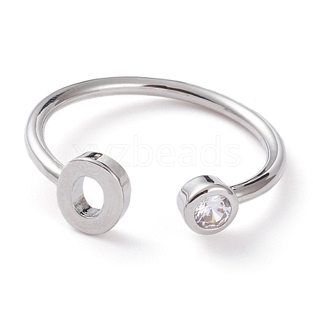 Brass Micro Pave Clear Cubic Zirconia Cuff Rings RJEW-Z005-O-P-1