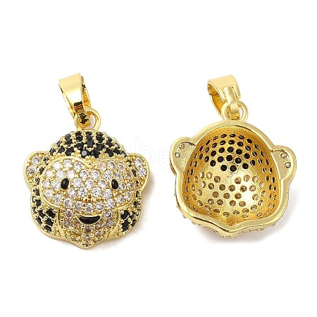 Rack Plating Brass Micro Pave Cubic Zirconia Pendants KK-M252-03G-1