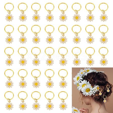 24Pcs Alloy Enamel & Iron Braiding Hair Pendants Decoration Clips OHAR-AB00008-1