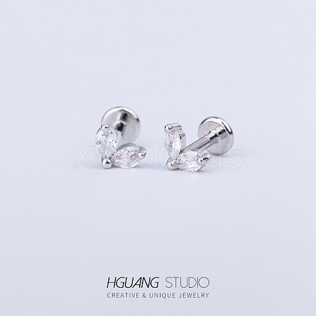 Titanium Steel Micro Pave Clear Cubic Zirconia Cartilage Earrings for Women Men WG126FA-17-1