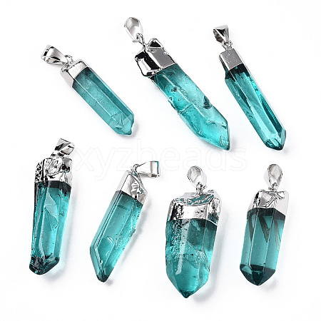 Natural Quartz Pointed Pendants G-Q481-68B-1