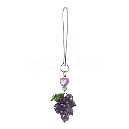 Grape Natural Amethyst Pendant Decorations HJEW-JM02161-1