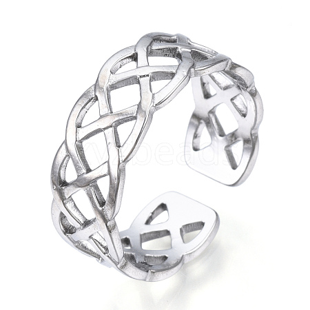 Non-Tarnish 304 Stainless Steel Wire Wrap Open Cuff Ring RJEW-N040-35-1