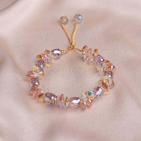 Chic Faceted Glass Adjustable Slider Bracelets for Women's Fashion Accessories AH7176-1