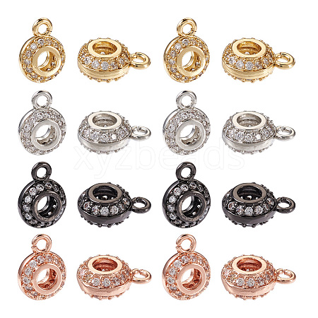 Yilisi 16Pcs 4 Colors Brass Micro Pave Clear Cubic Zirconia Charms FIND-YS0001-03-1