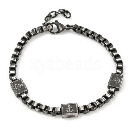 304 Stainless Steel Enamel Box Chain Anchor Link Bracelets for Women BJEW-G717-15B-1