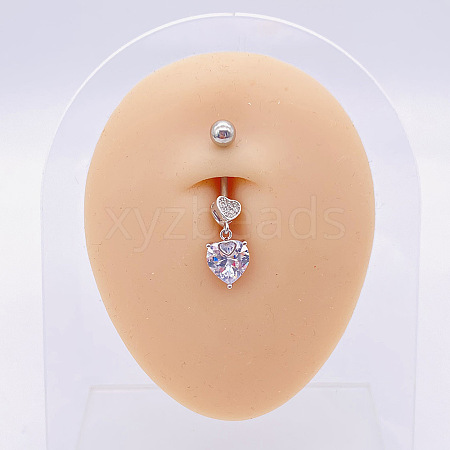 304 Stainless Steel Micro Pave Cubic Zirconia Belly Rings WGADED5-46-1