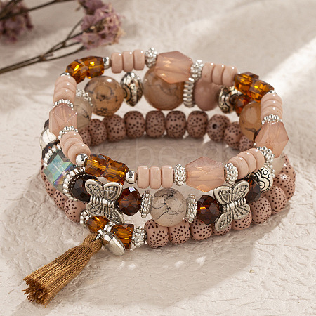 Boho Style Wood Beaded Stretch Bracelet Sets for Women WGE3C3B-45-1