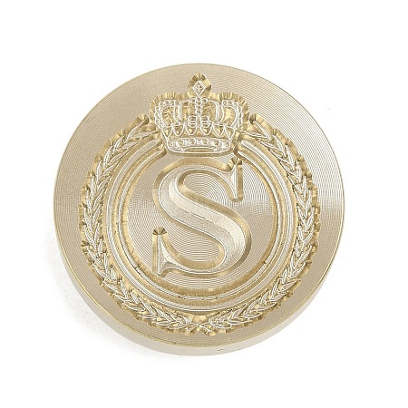 Golden Tone Crown Initial Wax Seal Brass Stamp Heads AJEW-A065-01S-1