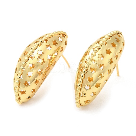 Rack Plating Brass Bean with Star Stud Earrings EJEW-Q773-01G-1