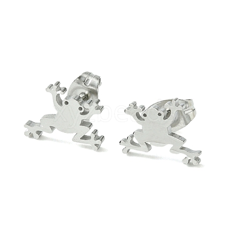 Non-Tarnish Cute Little Animal Theme 304 Stainless Steel Stud Earrings EJEW-B041-02H-P-1