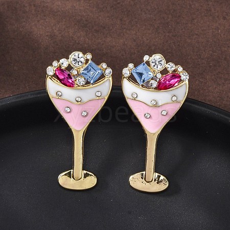 Zinc Alloy Enamel Stud Earrings EJEW-Z088-03G-01-1