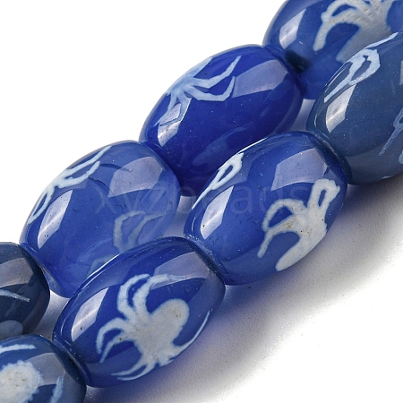 Blue Tibetan Style dZi Beads Strands TDZI-NH0001-C04-01-1