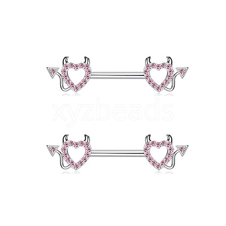 Brass Pink Cubic Zirconia Nipple Rings WG88A97-04-1