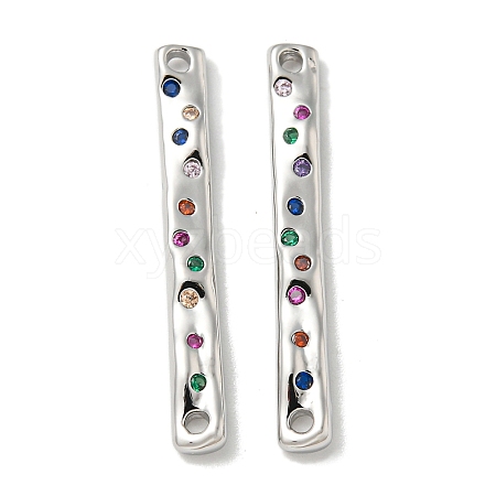 Brass Pave Colorful Cubic Zirconia Connector Charms KK-K378-13P-1