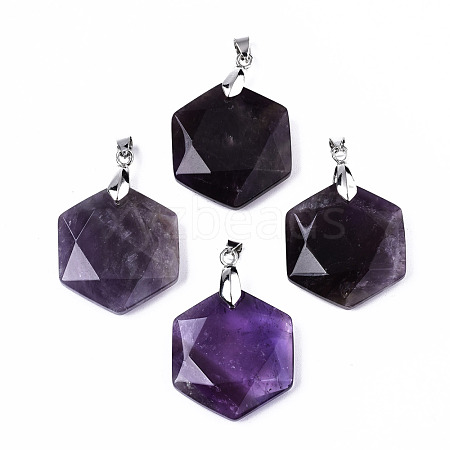 Natural Amethyst Pendants G-T131-27A-1