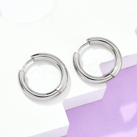Tarnish Resistant 304 Stainless Steel Huggie Hoop Earrings EJEW-F111-20mm-P-1