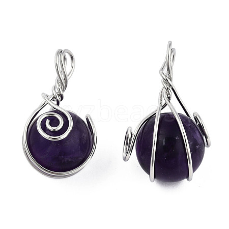 Natural Amethyst Pendants G-N333-013A-1