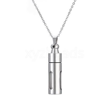 Stainless Steel Column Perfume Bottle Necklaces for Women BOTT-PW0011-09C-1