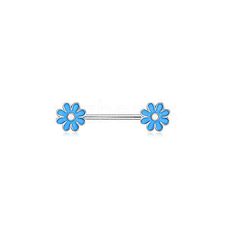 316L Surgical Stainless Steel Deep Sky Blue Enamel Nipple Rings WGBF921-01-1