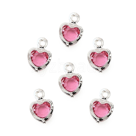 Heart Brass Glass Charms KK-S385-01S-03A-1