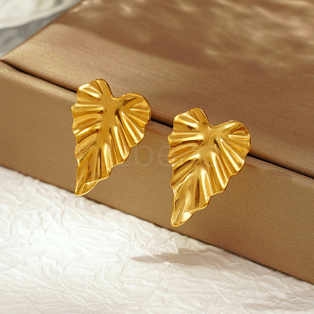 Stylish Stainless Steel Leaf Stud Earrings for Women's Daily Wear BB3998-1