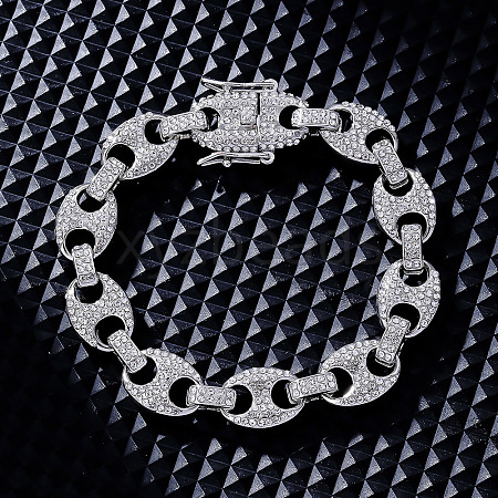 Hip-hop Alloy Micro Pave Cubic Zirconia Link Chain Bracelets for Women KD4183-2-1