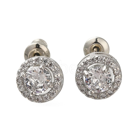 Rack Plating Brass Micro Pave Cubic Zirconia Earrings EJEW-I304-19P-09-1