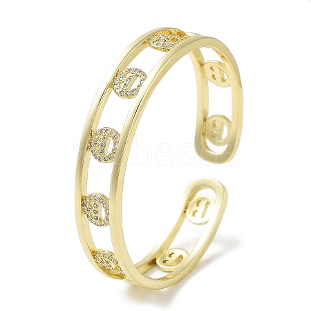 Brass Micro Pave Clear Cubic Zirconia Open Cuff Bangles BJEW-Z061-14G-1