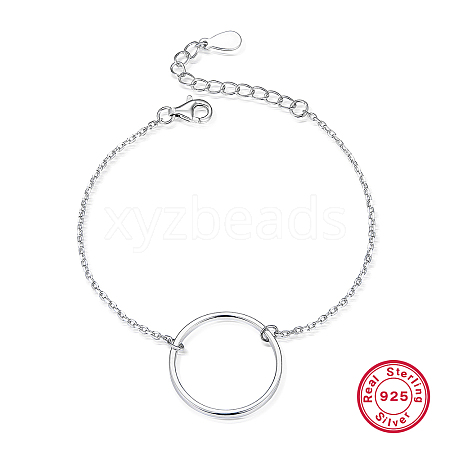 Anti-Tarnish S925 Sterling Silver Circle Ring Link Bracelet Fashion Trend for Unisex OM4570-1-1