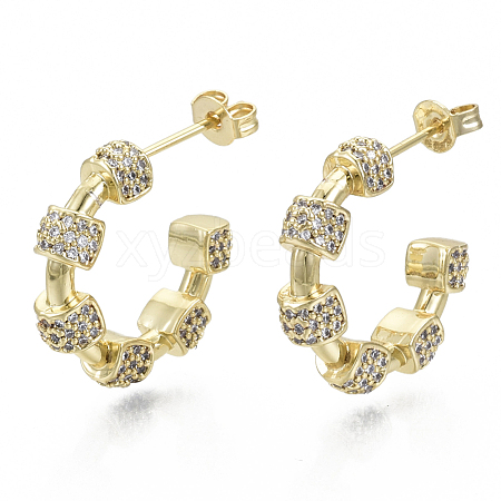 Brass Micro Pave Cubic Zirconia Stud Earrings KK-R137-029A-NF-1