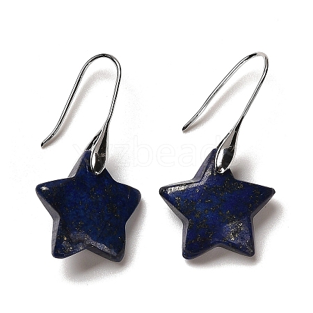 Natural Lapis Lazuli Star Dangle Earrings EJEW-I315-03P-13-1