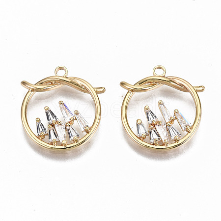 Brass Micro Pave Clear Cubic Zirconia Pendants KK-S356-169G-NF-1