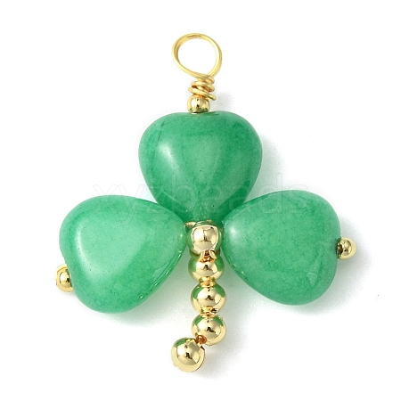 Saint Patrick's Day Natural Malaysia Jade Dyed Shamrock Pendants PALLOY-JF02235-01-1