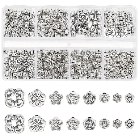   280Pcs 8 Style Tibetan Style Alloy Beads TIBEB-PH0018-58-1