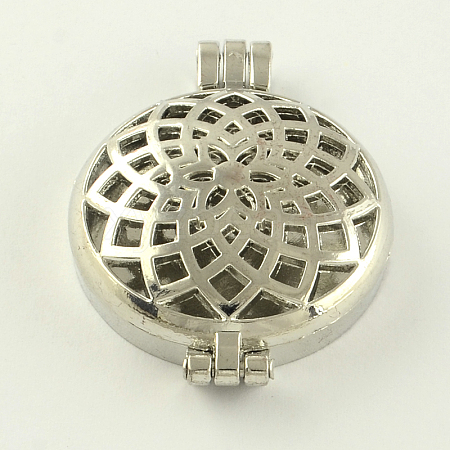 Rack Plating Hollow Brass Diffuser Locket Pendants KK-S653-P-1