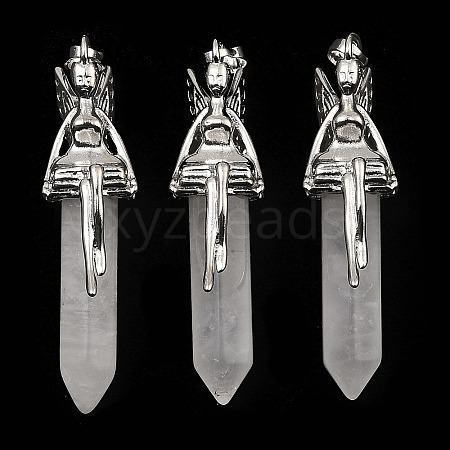 Natural Quartz Crystal Pointed Pendants G-Z033-15P-05-1