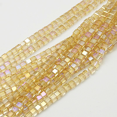 Electroplate Glass Beads Strands EGLA-D018-4x4mm-49-1