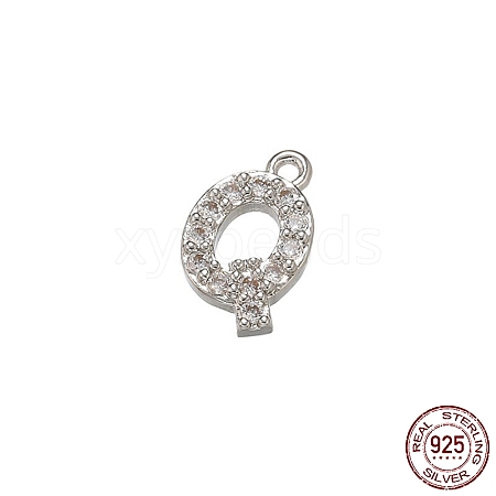 Real Platinum Plated Rhodium Plated 925 Sterling Silver Micro Pave Clear Cubic Zirconia Charms STER-P054-10P-Q-1