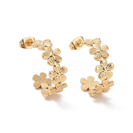 Ion Plating(IP) 304 Stainless Steel Flower Wrap Stud Earrings X-EJEW-G326-03G-1