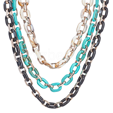 Imitation Gemstone Style Acrylic Handmade Cable Chains AJEW-CA0001-01-1