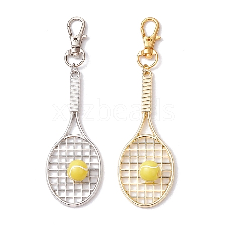 2Pcs 2 Colors Tennis Racket Alloy Pendant Decorations HJEW-JM02820-1