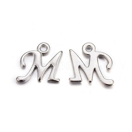 Platinum Plated Alloy Letter Pendants PALLOY-J718-01P-M-1