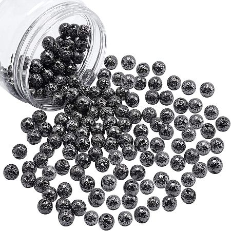 Electroplated Natural Lava Rock Beads G-NB0001-91B-1